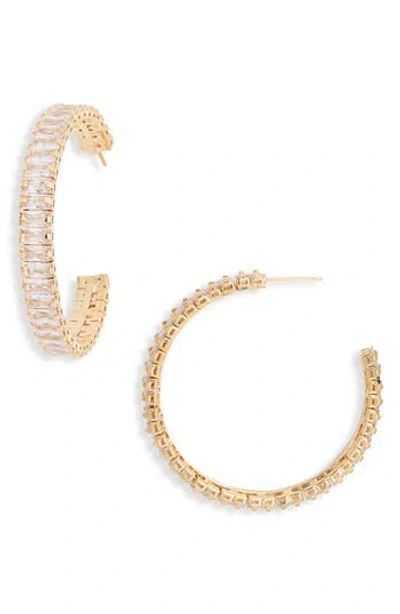 Tasha Baguette Stone C Hoop Earrings In Gold