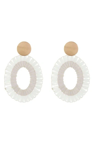 Tasha Beaded Drop Hoop Earrings In White