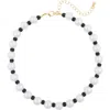 Tasha Beaded Imitation Pearl Choker Necklace In White/black
