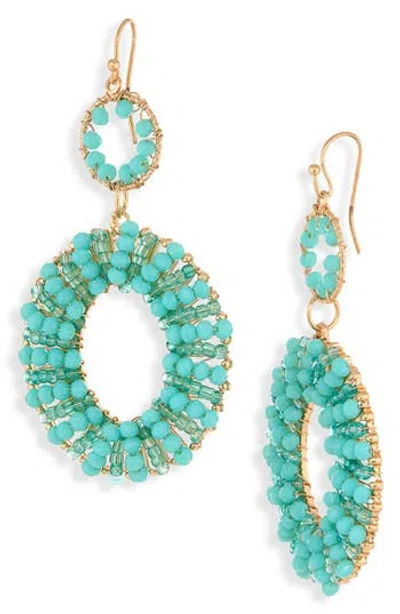 Tasha Beaded Oval Double Drop Earrings In Multi