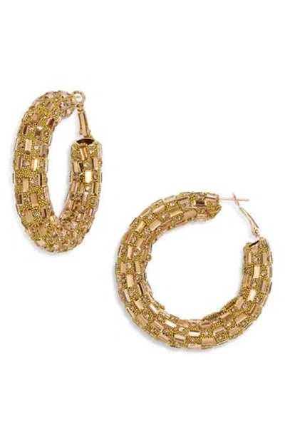 Tasha Beaded Rhinestone Hoop Earrings