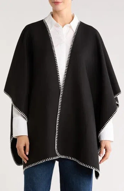 Tasha Blanket Stitch Ruana In Black