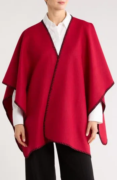 Tasha Blanket Stitch Ruana In Red