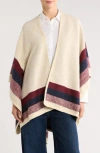 Tasha Border Stripe Ruana In Neutral