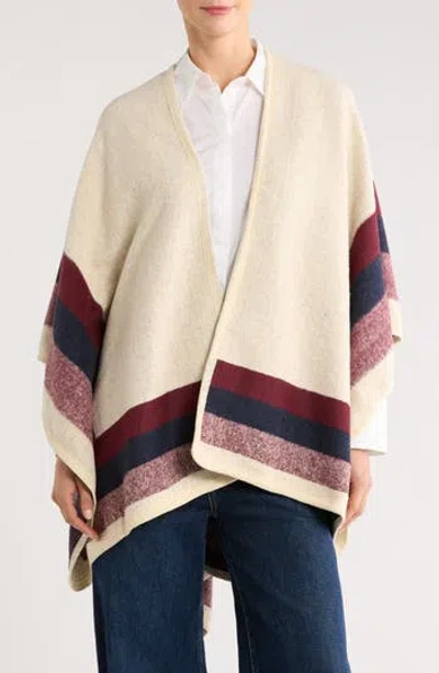 Tasha Border Stripe Ruana In Neutral