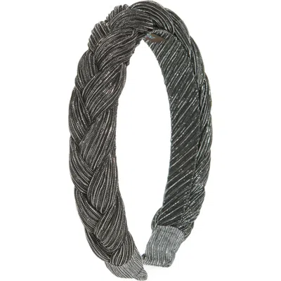 Tasha Braided Metallic Headband In Black Metallic