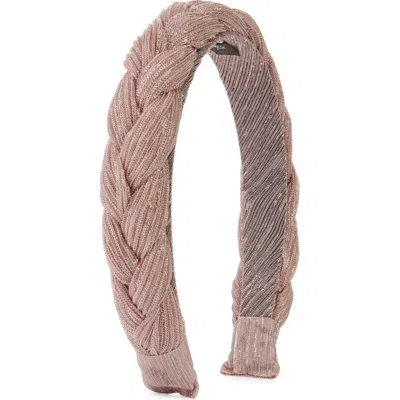 Tasha Braided Metallic Headband In Pink Metallic