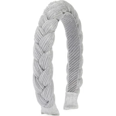 Tasha Braided Metallic Headband In Silver Metallic