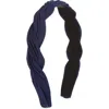 Tasha Braided Pleated Headband In Navy