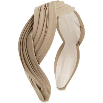 Tasha Braided Pleated Headband In Tan