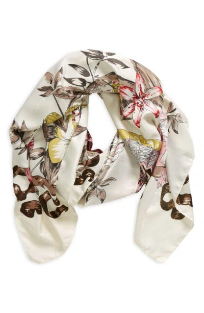 Tasha Butterfly Floral Print Scarf In Ivory