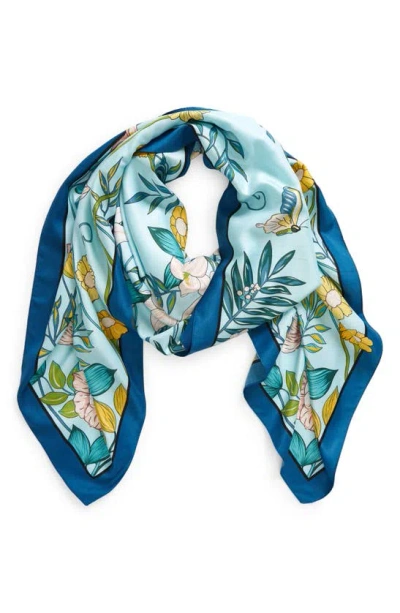 Tasha Butterfly Floral Scarf In Blue Multi