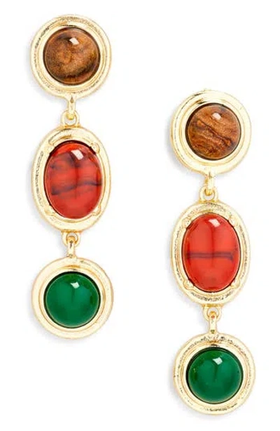 Tasha Cabochon Triple Drop Earrings In Multi