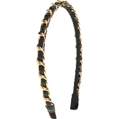 Tasha Chain Link Faux Leather Headband In Black