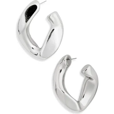 Tasha Chunky Abstract Hoop Earrings In Silver