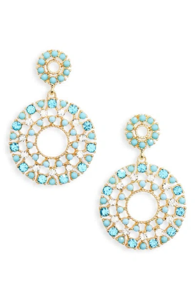 Tasha Crystal & Bead Drop Earrings In Gold