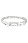 Tasha Crystal & Faux Pearl Bangle Bracelet In Metallic