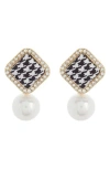 Tasha Crystal & Imitation Pearl Drop Earrings In Gold
