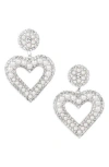 Tasha Crystal & Pearl Heart Drop Earrings In Sliver/white