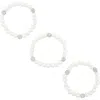 Tasha Crystal Ball Imitation Pearl Stretch Bracelet Set In Silver/ivory