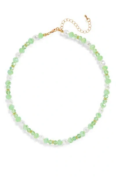 Tasha Crystal Beaded Collar Necklace In Mint