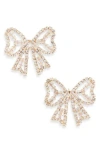 Tasha Crystal Bow Stud Earrings In Gold