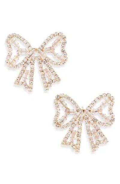 Tasha Crystal Bow Stud Earrings In Gold