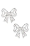 Tasha Crystal Bow Stud Earrings In Silver