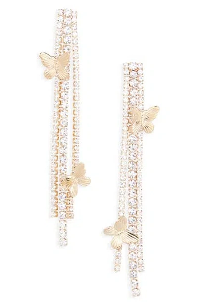 Tasha Crystal Butterfly Fringe Drop Earrings