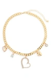 Tasha Crystal Charm Chain Choker Necklace In Gold