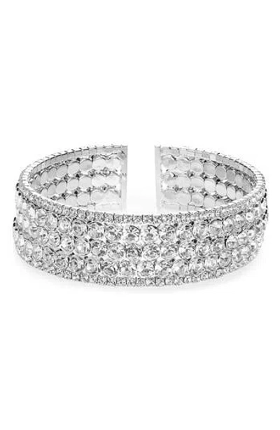 Tasha Crystal Cuff Bracelet In Silver