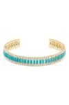Tasha Crystal Cuff Bracelet In Gold/turquoise