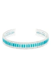 Tasha Crystal Cuff Bracelet In Silver/turquoise