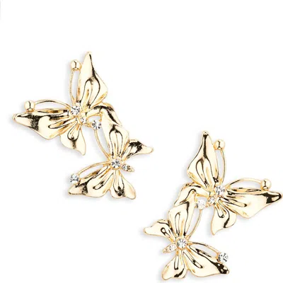 Tasha Crystal Double Butterfly Drop Earrings