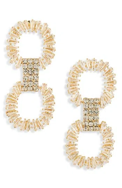 Tasha Crystal Double Drop Earrings In Gold/crystal