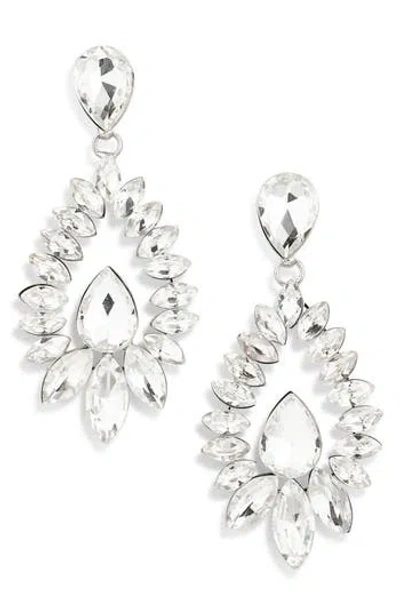 Tasha Crystal Drop Earrings In Silver