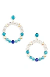 Tasha Crystal Drop Earrings In Gold/ Blue Multi