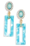 Tasha Crystal Enamel Drop Earrings In Blue/ Green/ White
