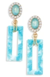 Tasha Crystal Enamel Drop Earrings In Blue