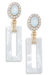 Tasha Crystal Enamel Drop Earrings In Gold/ Blue/ White