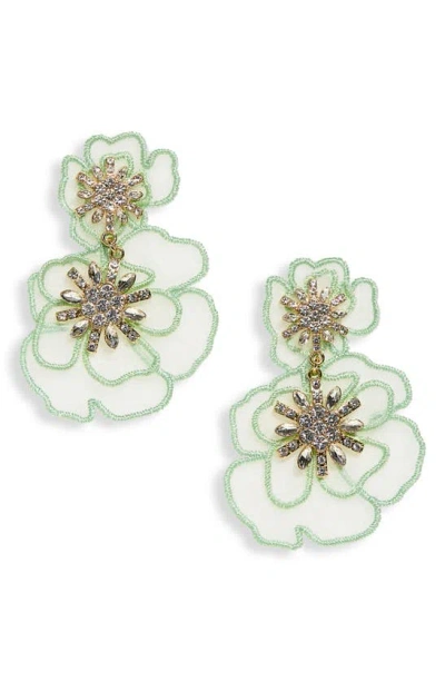 Tasha Crystal Flower Drop Earrings In Green