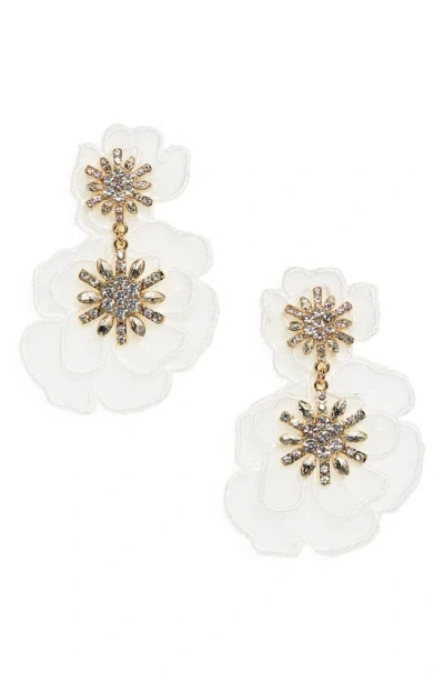 Tasha Crystal Flower Drop Earrings In White