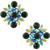Tasha Crystal Flower Stud Earrings In Green