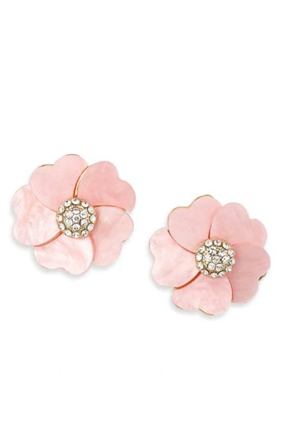 Tasha Crystal Flower Stud Earrings In Pink