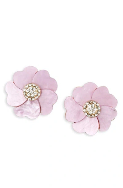 Tasha Crystal Flower Stud Earrings In Purple
