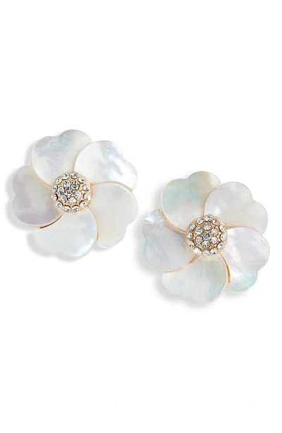 Tasha Crystal Flower Stud Earrings In Gold