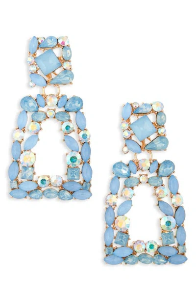 Tasha Crystal Geometric Drop Earrings In Blue