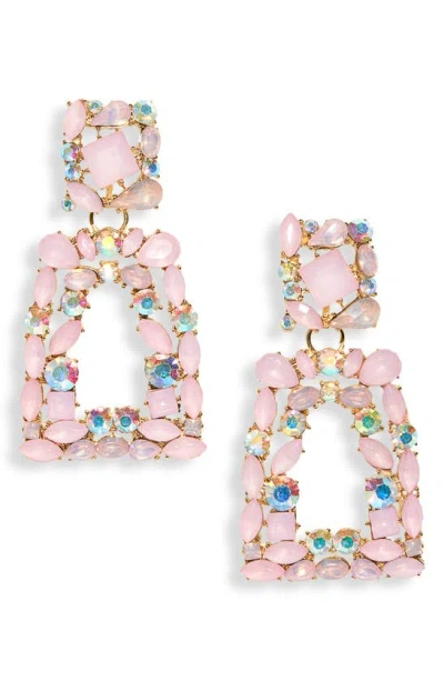 Tasha Crystal Geometric Drop Earrings In Pink