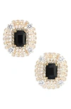 Tasha Crystal Halo Stud Earrings In Black