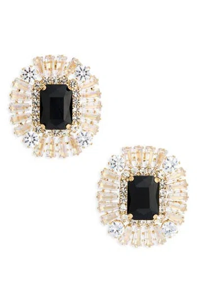 Tasha Crystal Halo Stud Earrings In Black